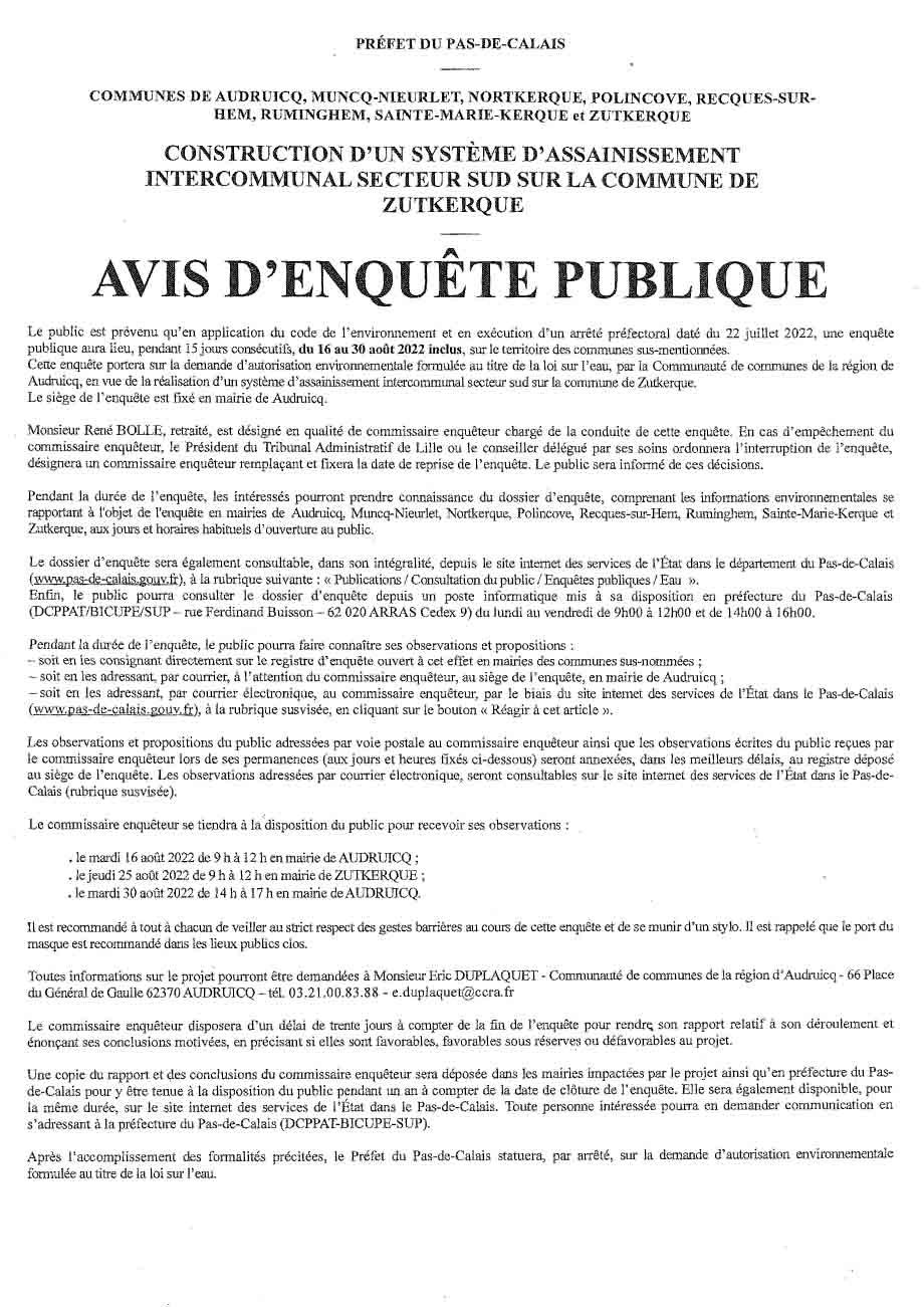 Avis d enquete publique