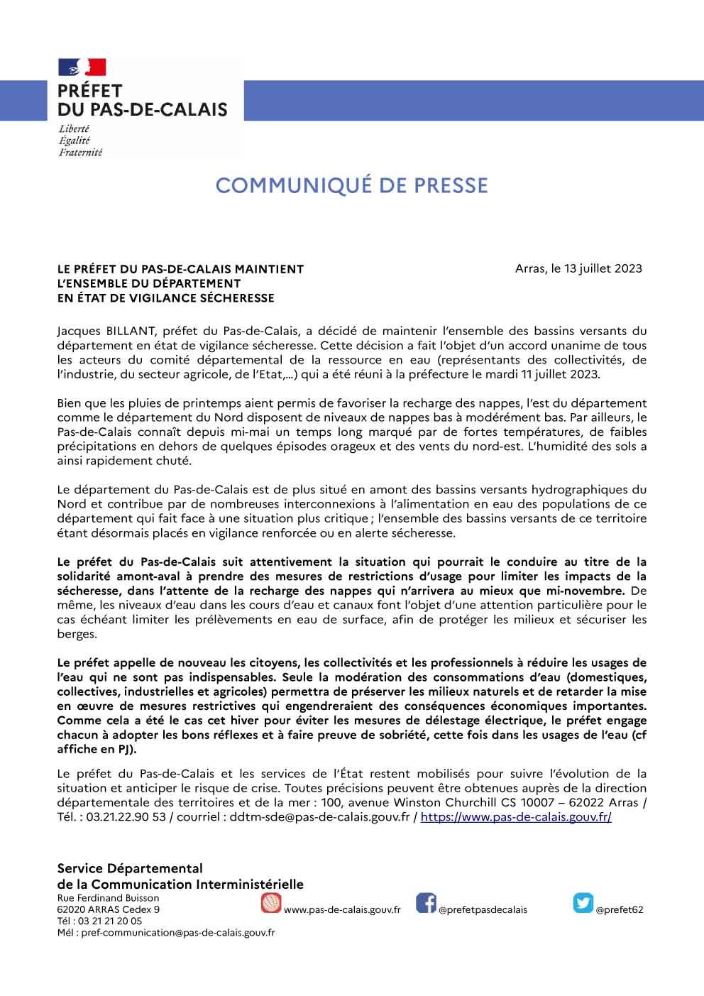 Communique de presse