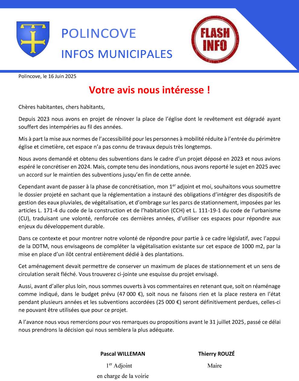 Flash info place eglise