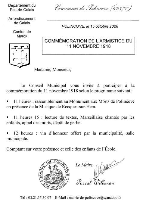 Invitation 11 novembre