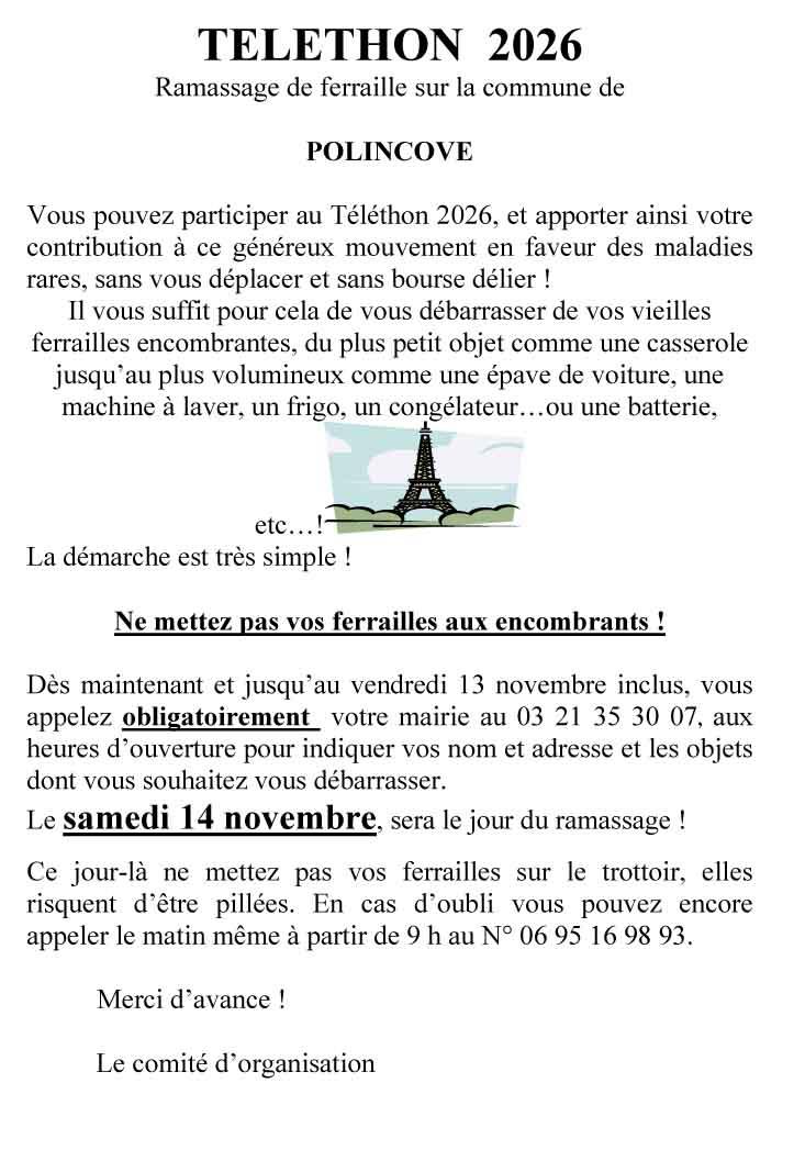 Ramassage de ferraille au profit du telethon 1