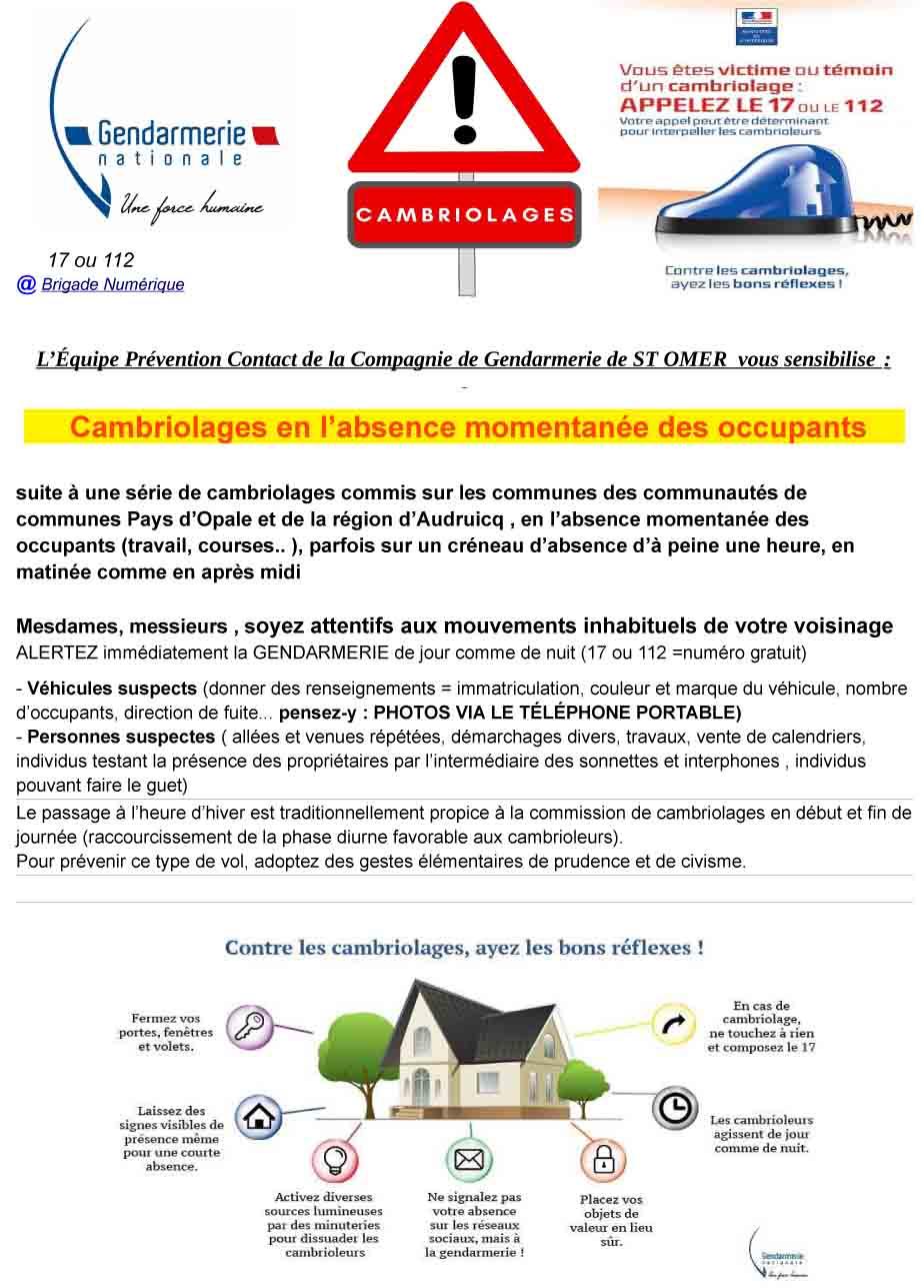 Sensibilisation cambriolages