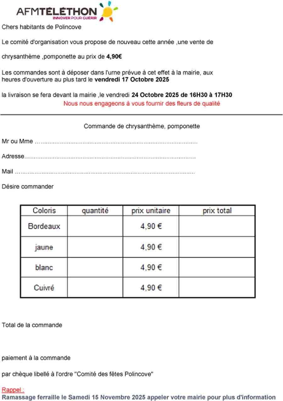 Telethon fleurs toussaint 2025 polincove 1