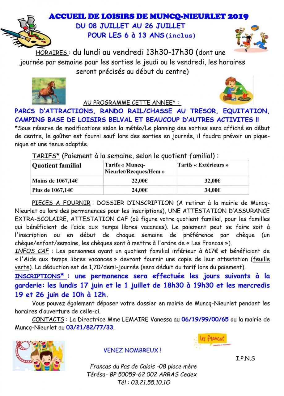 Tract accueil de loisirs 2019